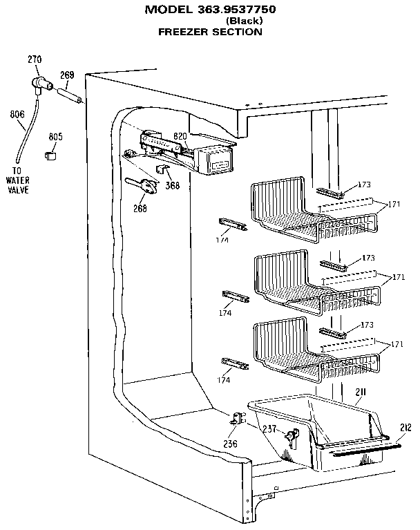 Kenmore 3639537750 freezer section diagram