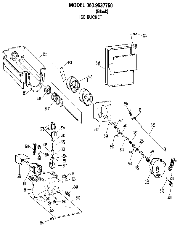 Kenmore 3639537750 ice bucket diagram