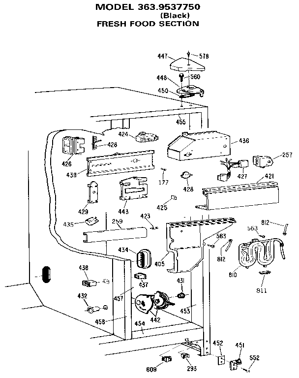 Kenmore 3639537750 fresh food section diagram