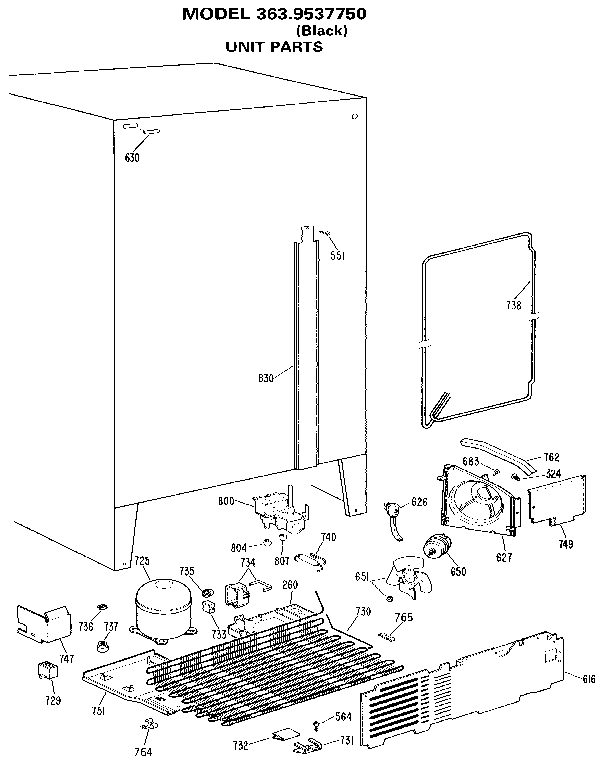 Kenmore 3639537750 unit diagram