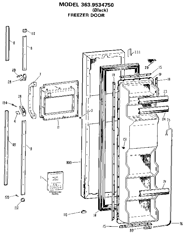 Kenmore 3639534750 freezer door diagram