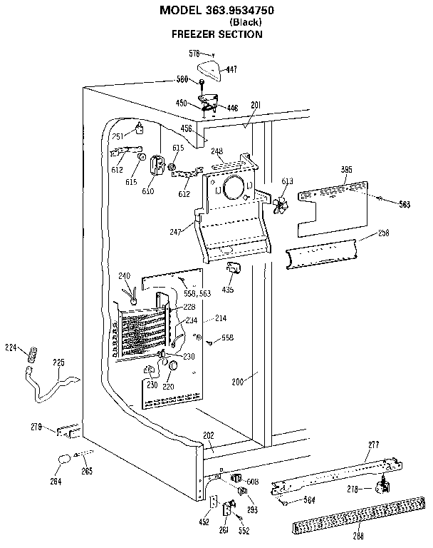Kenmore 3639534750 freezer section diagram