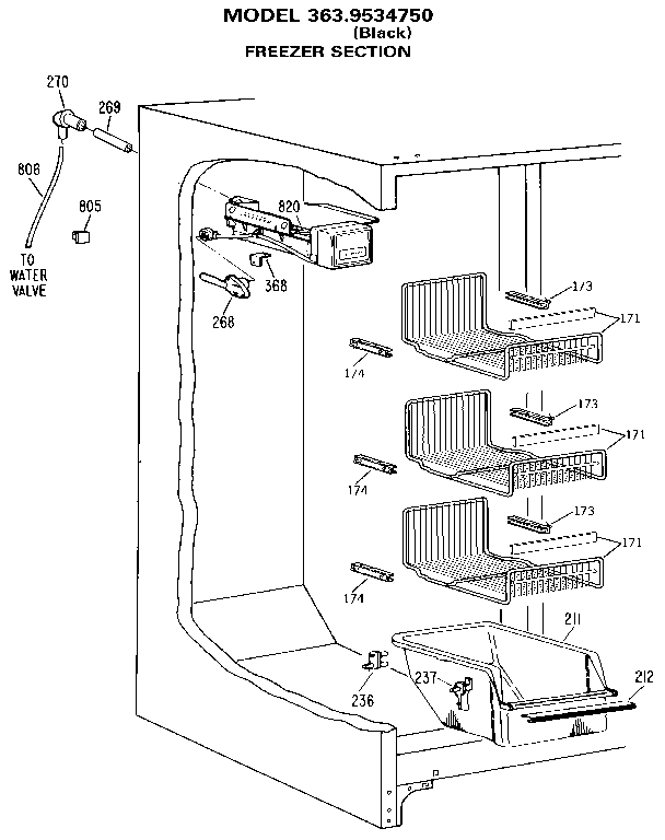 Kenmore 3639534750 freezer section diagram