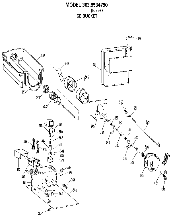 Kenmore 3639534750 ice bucket diagram