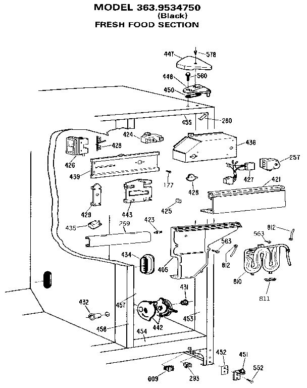 Kenmore 3639534750 fresh food section diagram