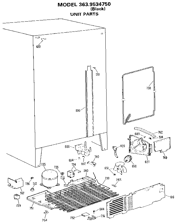 Kenmore 3639534750 unit diagram
