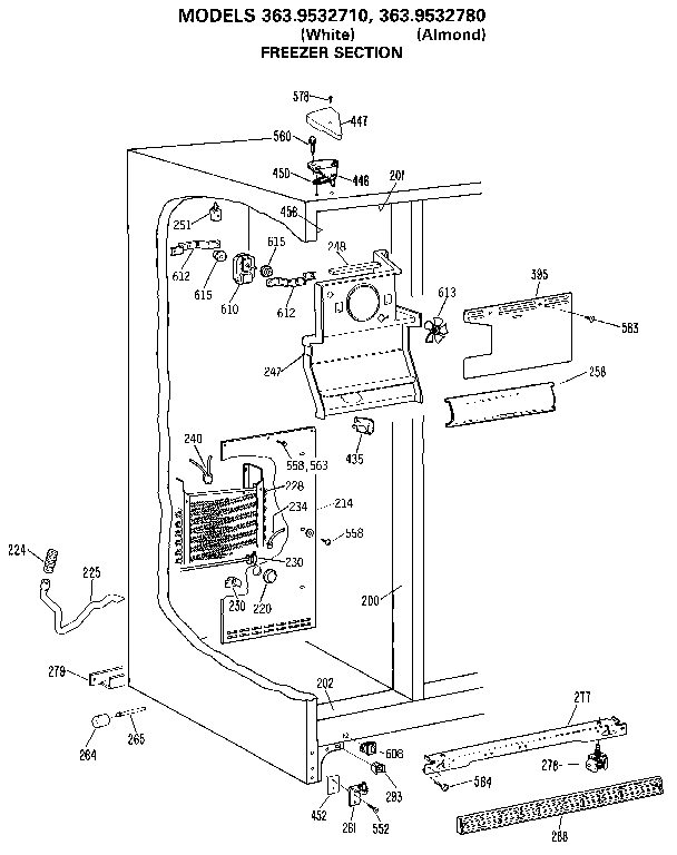 Kenmore 3639532780 freezer section diagram
