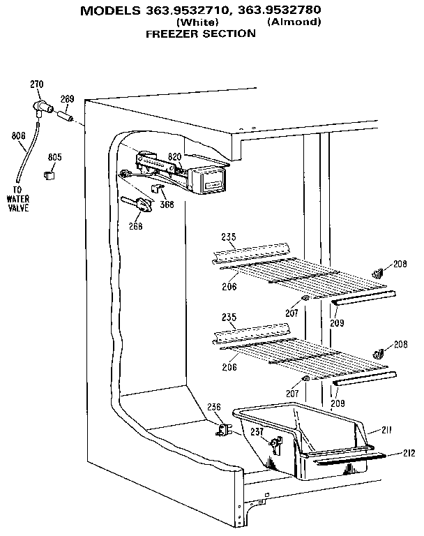 Kenmore 3639532780 freezer section diagram