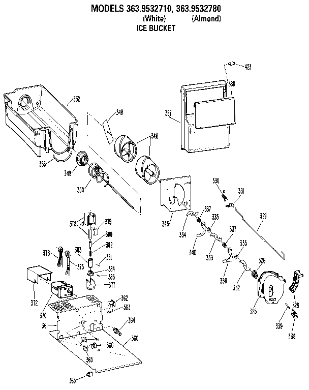 Kenmore 3639532780 ice bucket diagram