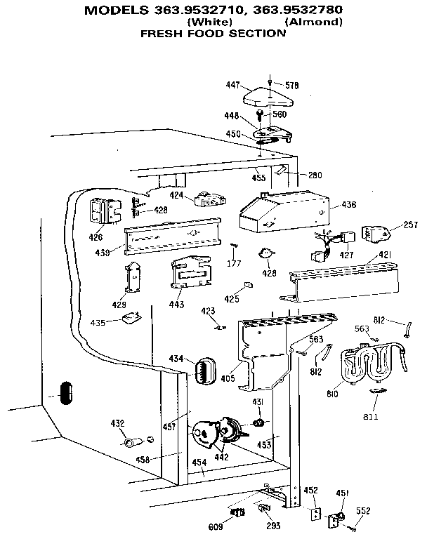 Kenmore 3639532780 fresh food section diagram