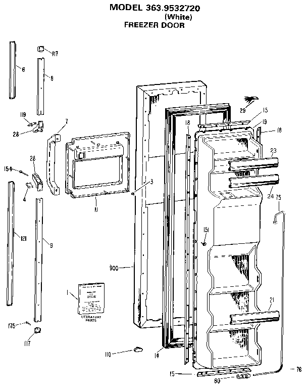 Kenmore 3639532720 freezer door diagram