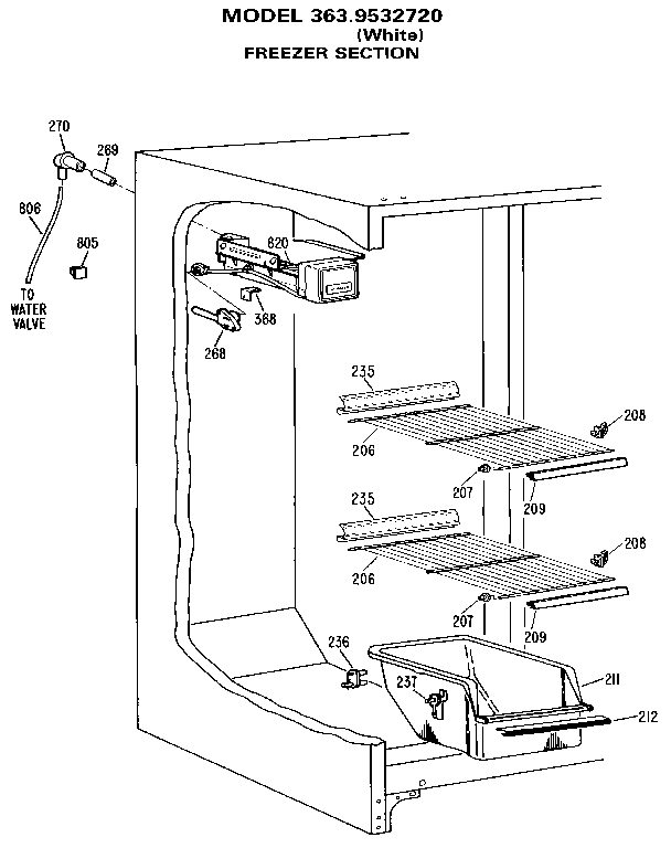 Kenmore 3639532720 freezer section diagram