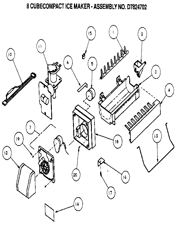 Amana TX22R-P1157702W 8 cubecompact ice maker diagram