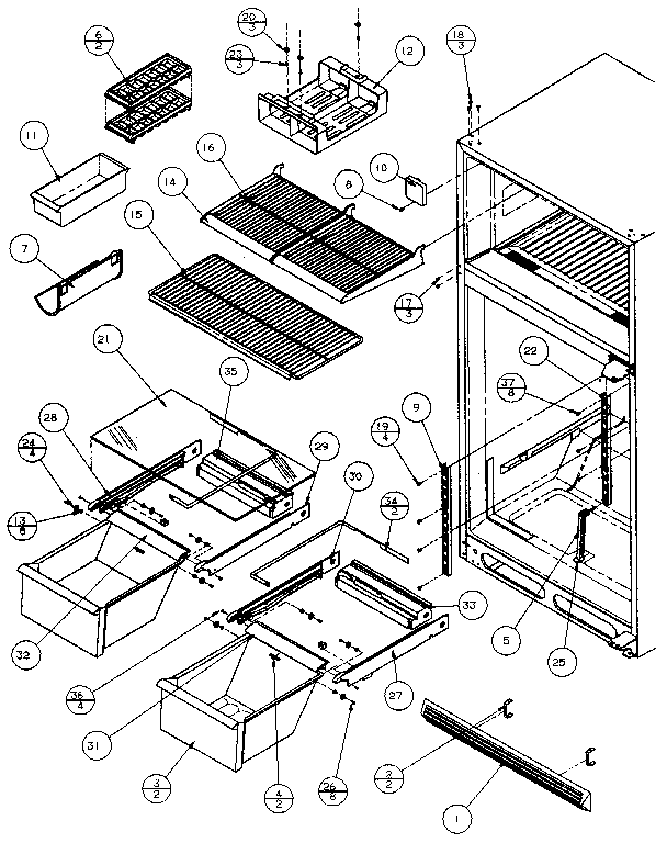 Amana TS18RB-P1158403W cabinet shelving diagram