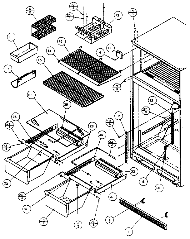 Amana TX18R-P1158404W cabinet shelving diagram