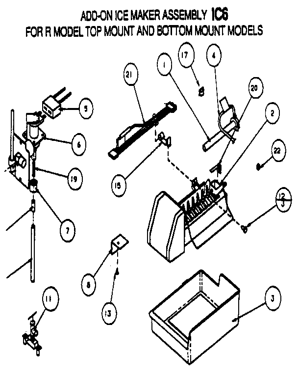 Amana TX18R-P1158404W add-on ice maker assembly diagram