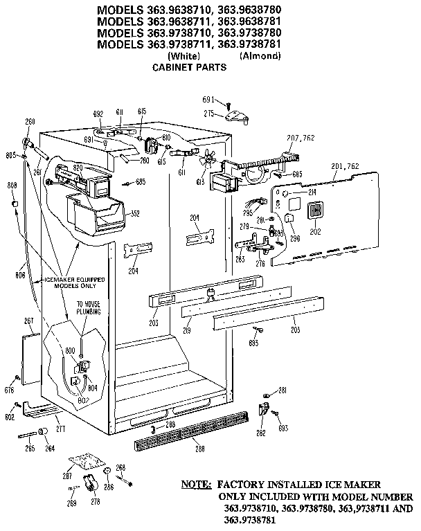 Kenmore 3639638781 cabinet diagram