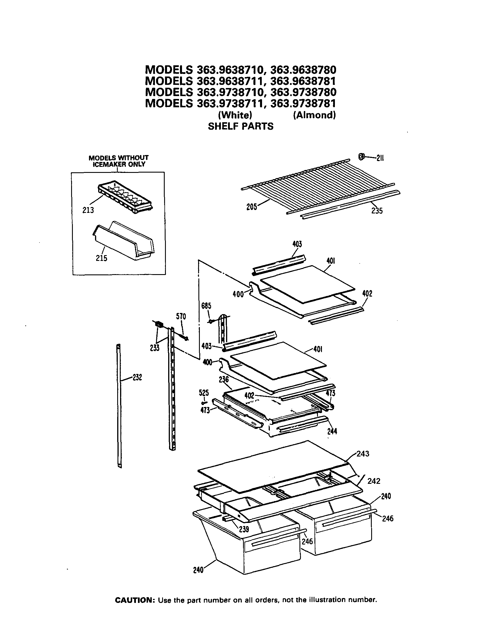 Kenmore 3639638781 shelf diagram