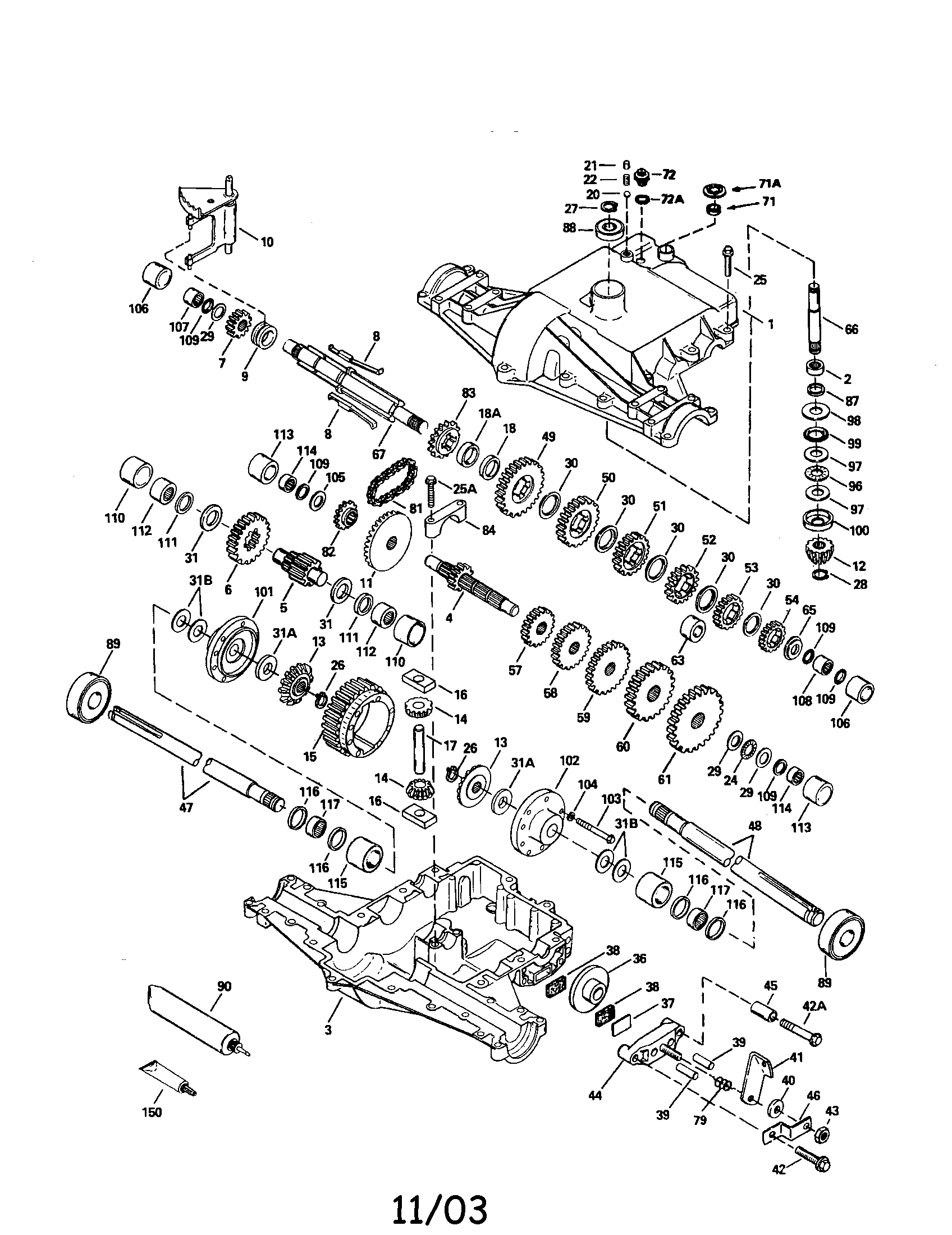 Craftsman 917255891 transaxle 820-016b (71/143) diagram
