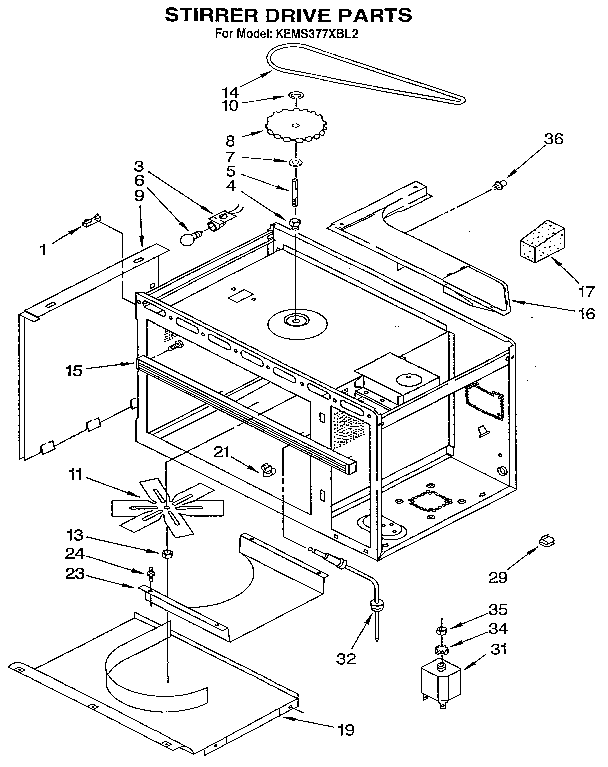 KitchenAid KEMS377XBL2 stirrer drive diagram