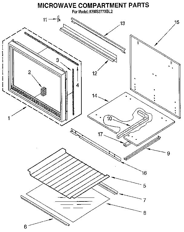 KitchenAid KEMS377XBL2 microwave compartment diagram