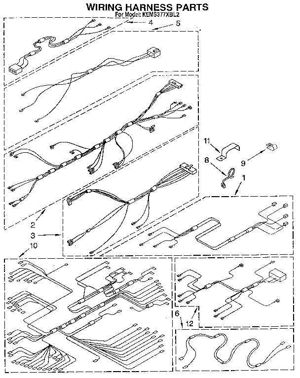 KitchenAid KEMS377XBL2 wiring harness diagram