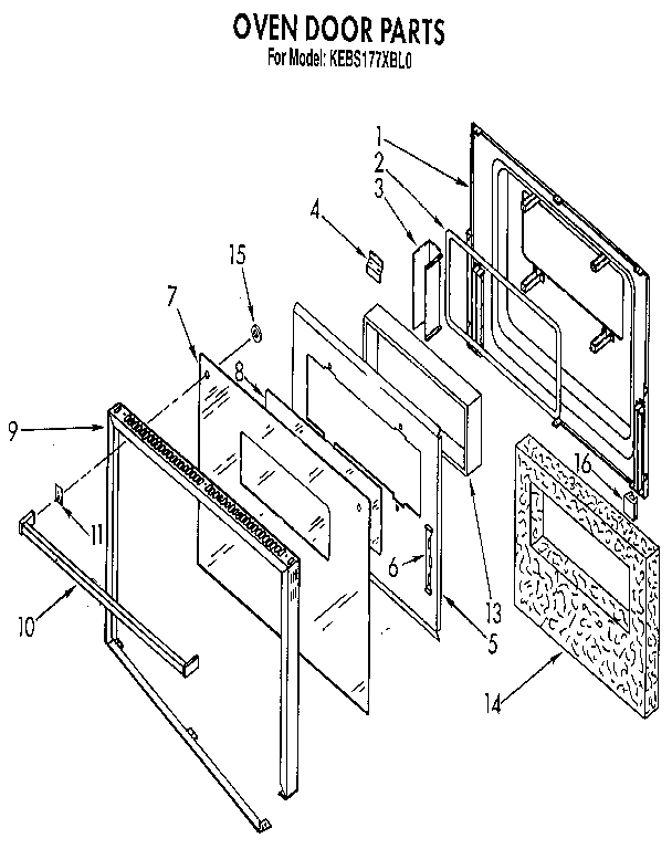 KitchenAid KEBS177XBL0 oven door diagram