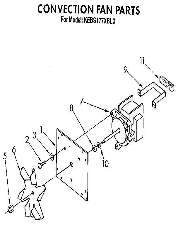 KitchenAid KEBS177XBL0 convection fan diagram