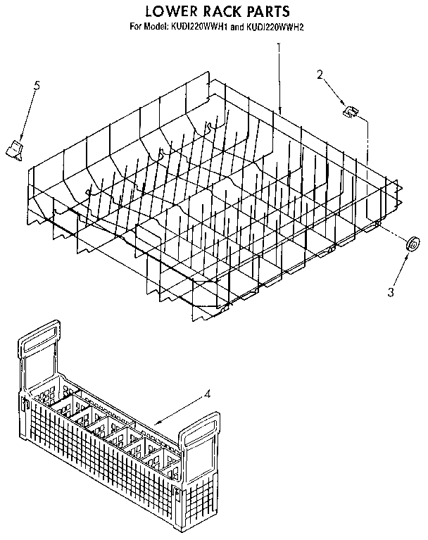 KitchenAid KUDI220WWH1 lower rack diagram