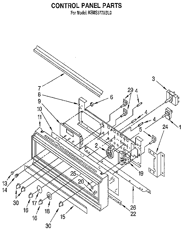 KitchenAid KEMS377XBL0 control panel diagram