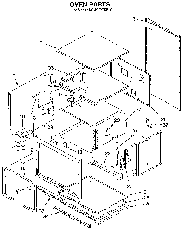 KitchenAid KEMS377XBL0 oven diagram