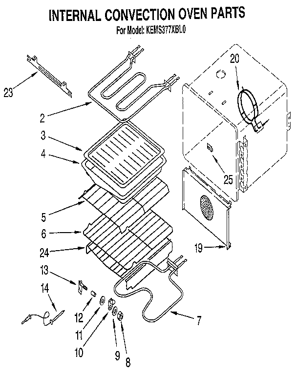 KitchenAid KEMS377XBL0 internal convection oven diagram