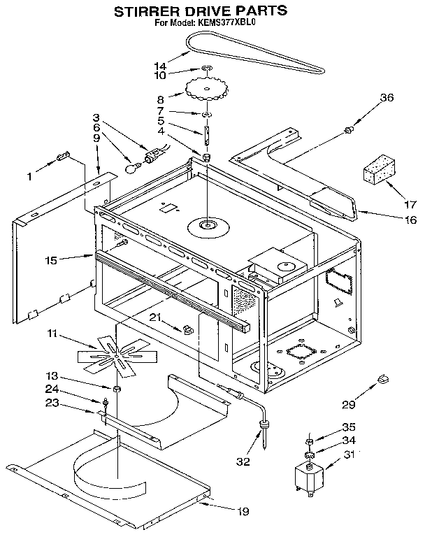 KitchenAid KEMS377XBL0 stirrer drive diagram