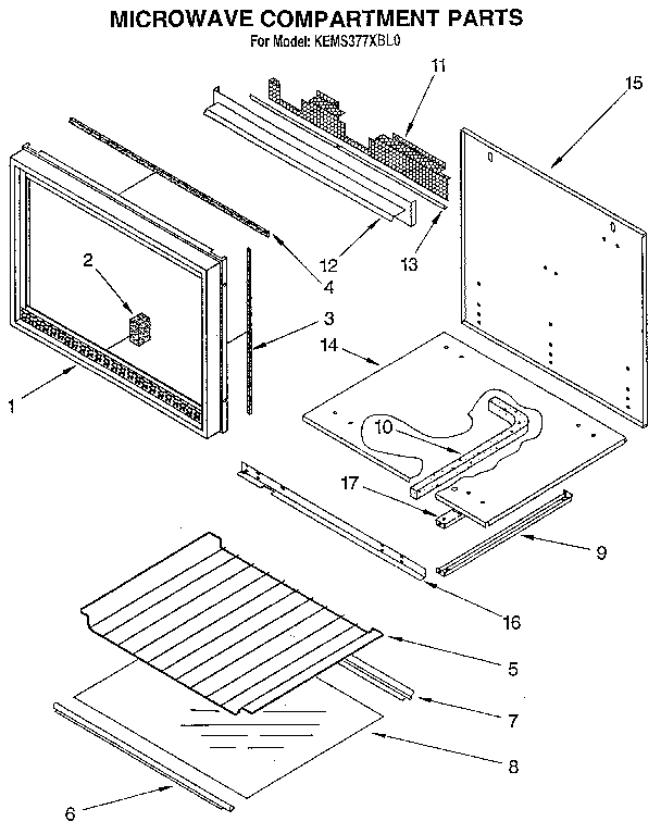 KitchenAid KEMS377XBL0 microwave compartment diagram