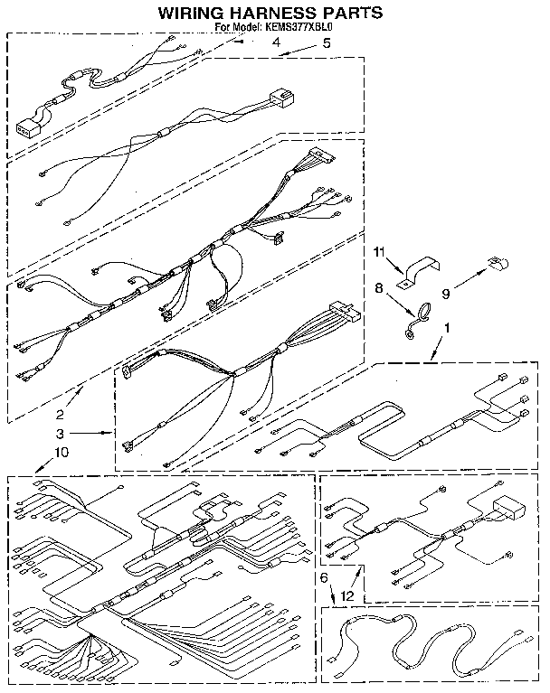 KitchenAid KEMS377XBL0 wiring harness diagram