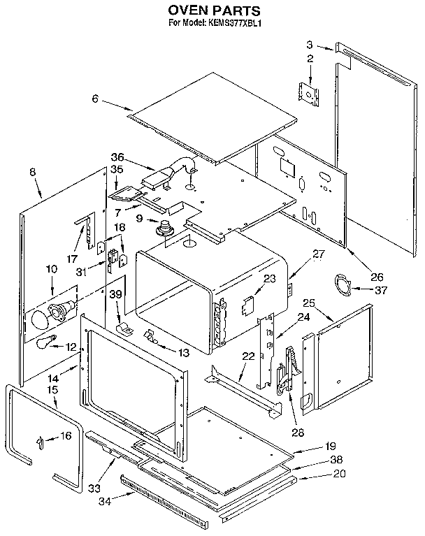 KitchenAid KEMS377XBL1 oven diagram