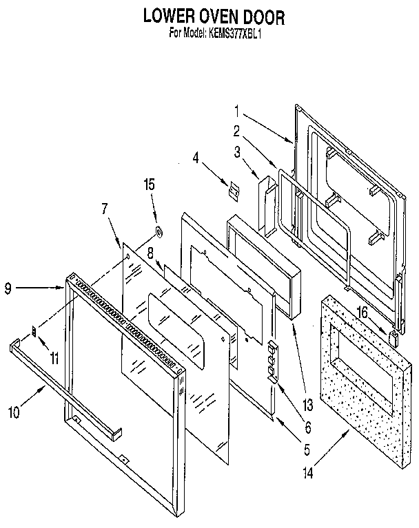 KitchenAid KEMS377XBL1 lower oven diagram