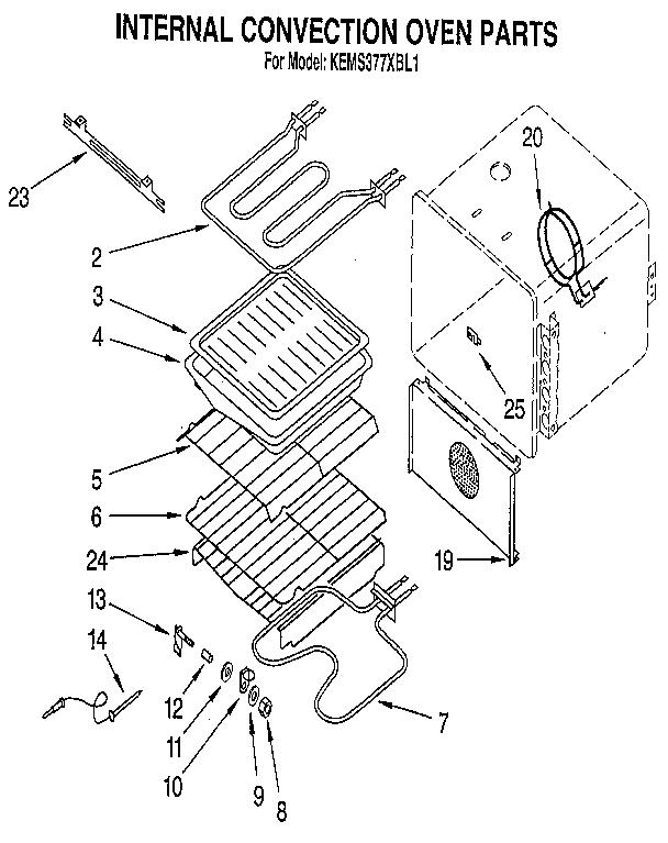 KitchenAid KEMS377XBL1 internal convection oven diagram