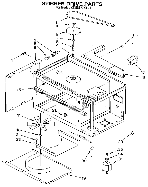 KitchenAid KEMS377XBL1 stirrer drive diagram