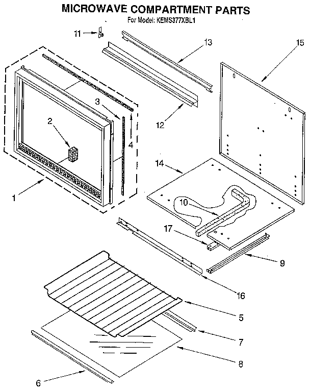 KitchenAid KEMS377XBL1 microwave compartment diagram