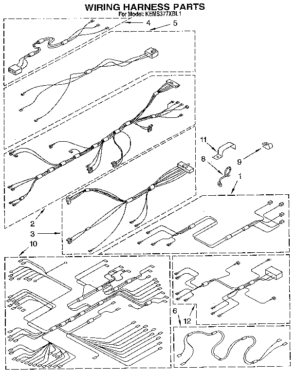 KitchenAid KEMS377XBL1 wiring harness diagram
