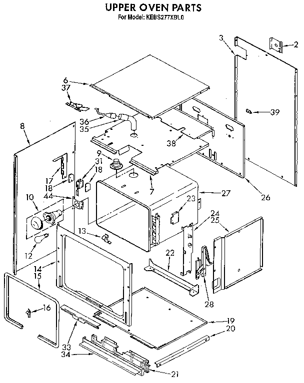 KitchenAid KEBS277XBL0 upper oven diagram