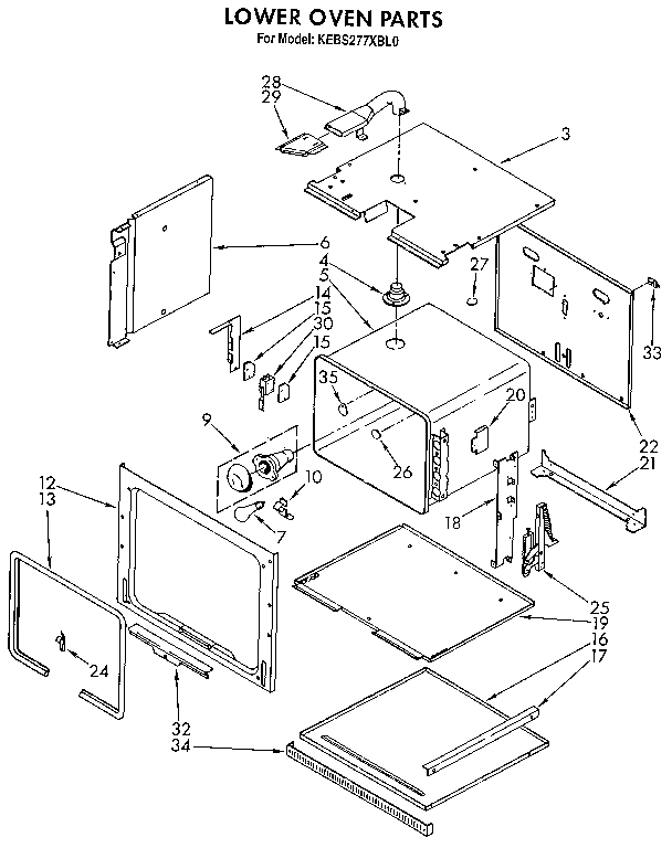 KitchenAid KEBS277XBL0 lower oven diagram