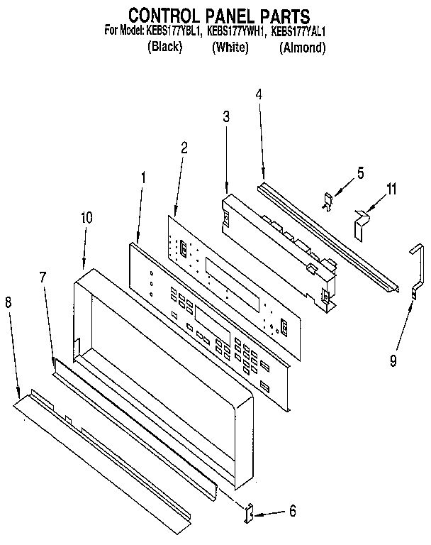 KitchenAid KEBS177YAL1 control panel diagram