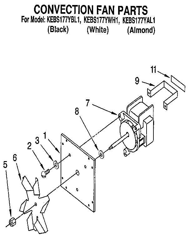 KitchenAid KEBS177YAL1 convection fan diagram