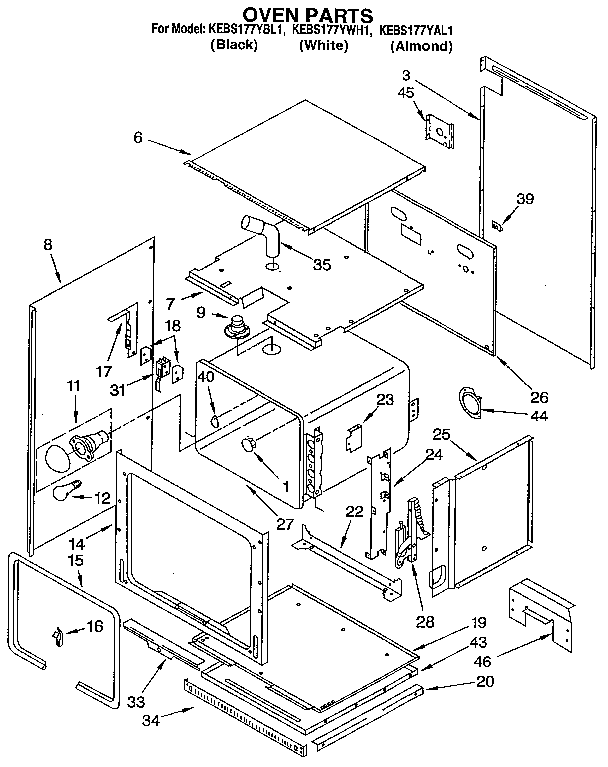 KitchenAid KEBS177YAL1 oven diagram