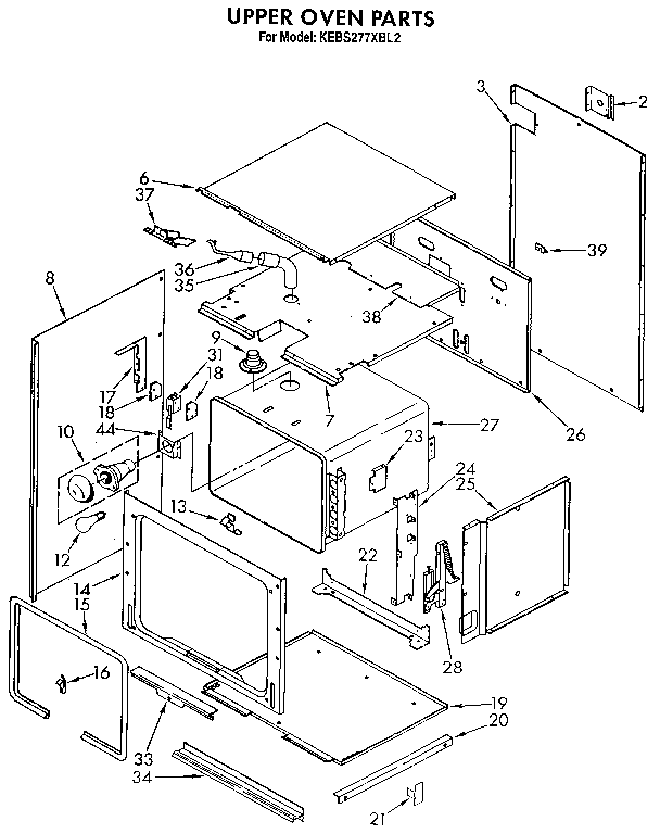 KitchenAid KEBS277XBL2 upper oven diagram