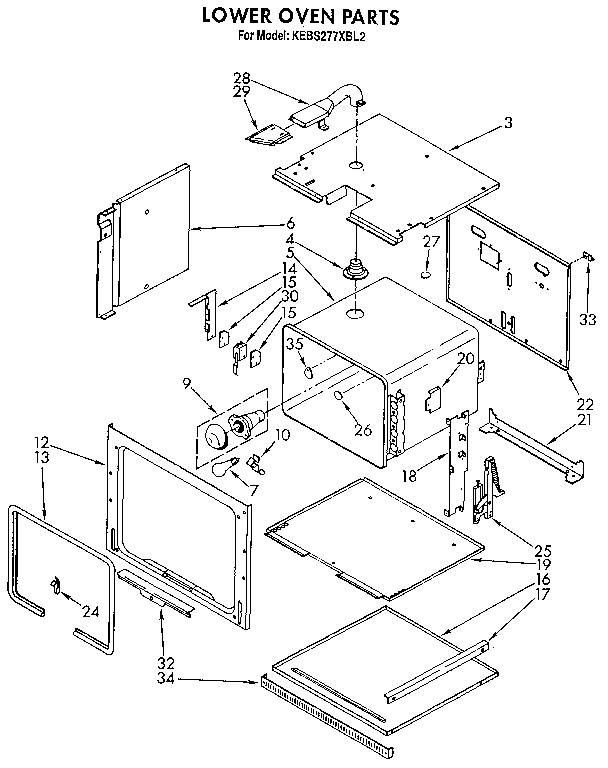 KitchenAid KEBS277XBL2 lower oven diagram