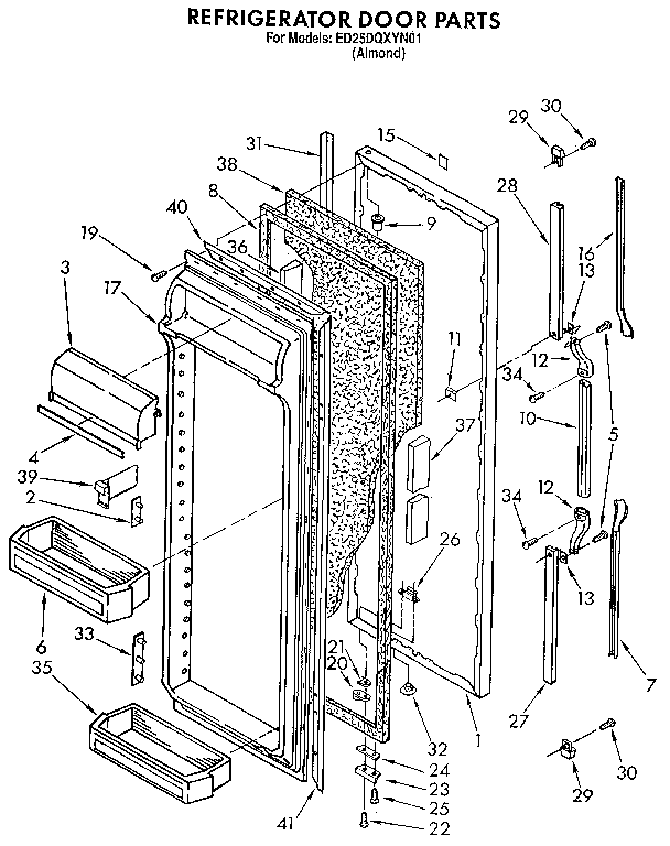 Whirlpool ED25DQXYN01 refrigerator door diagram