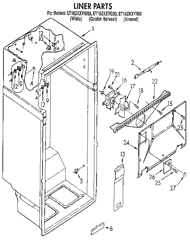 Whirlpool ET18ZKXYW00 liner diagram